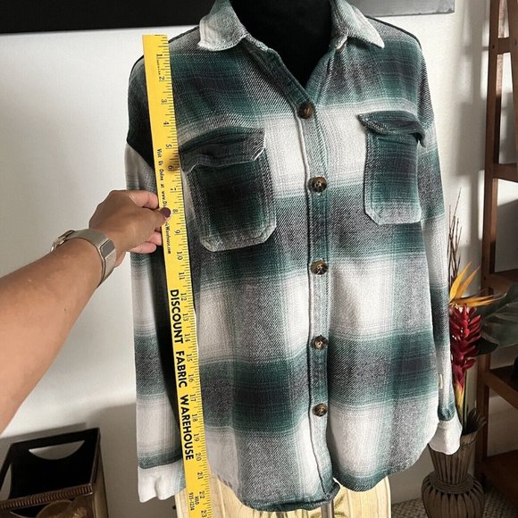 Women's Hollister Boyfriend Fit Fleece Overshirt Small Blue White Longsl… - Picture 6 of 7